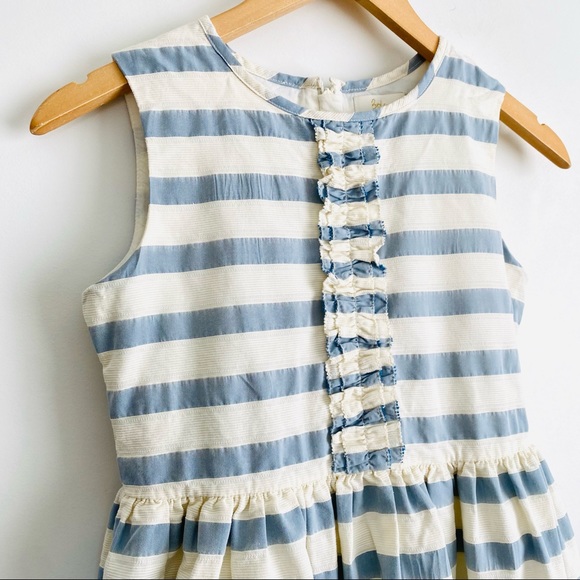Mini Boden Textured Stripe Ruffle Dress - Picture 2 of 10